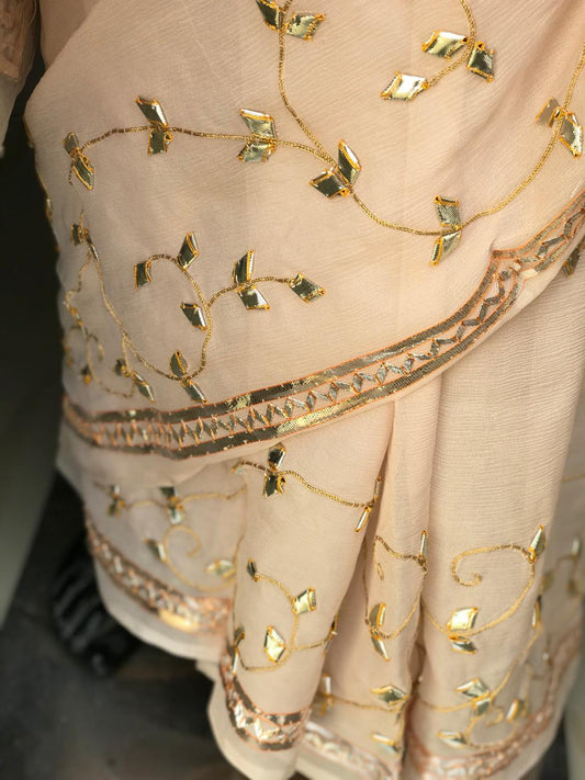 Beige gotta Border saree