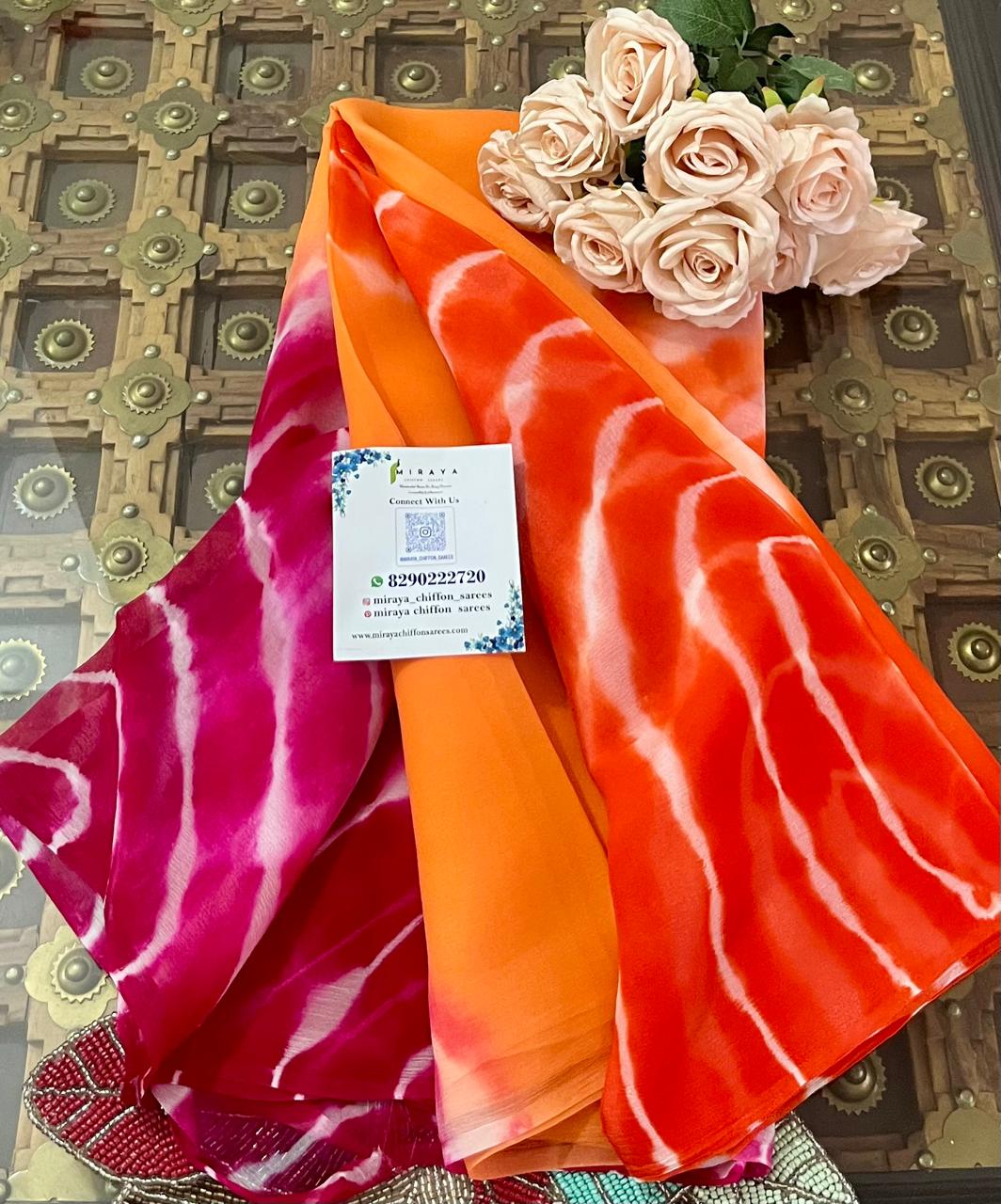 Peach orange pink Leheriya