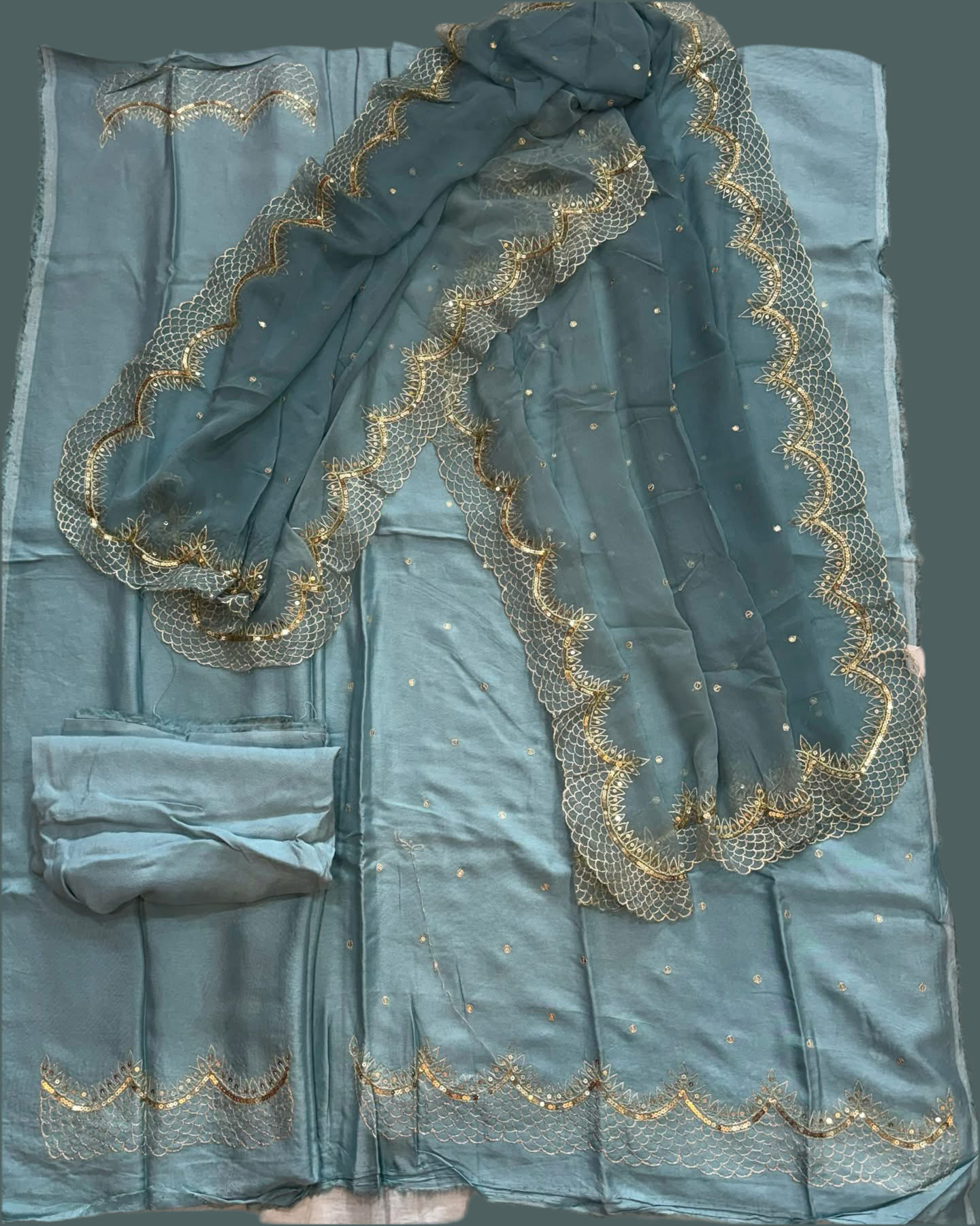 Grey Zari sequins suit