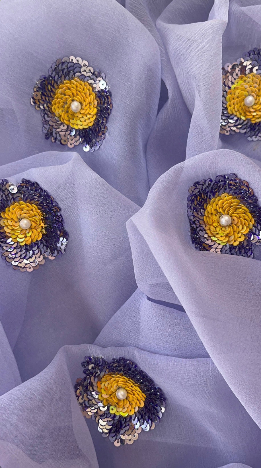 Lavender sequins buta saree