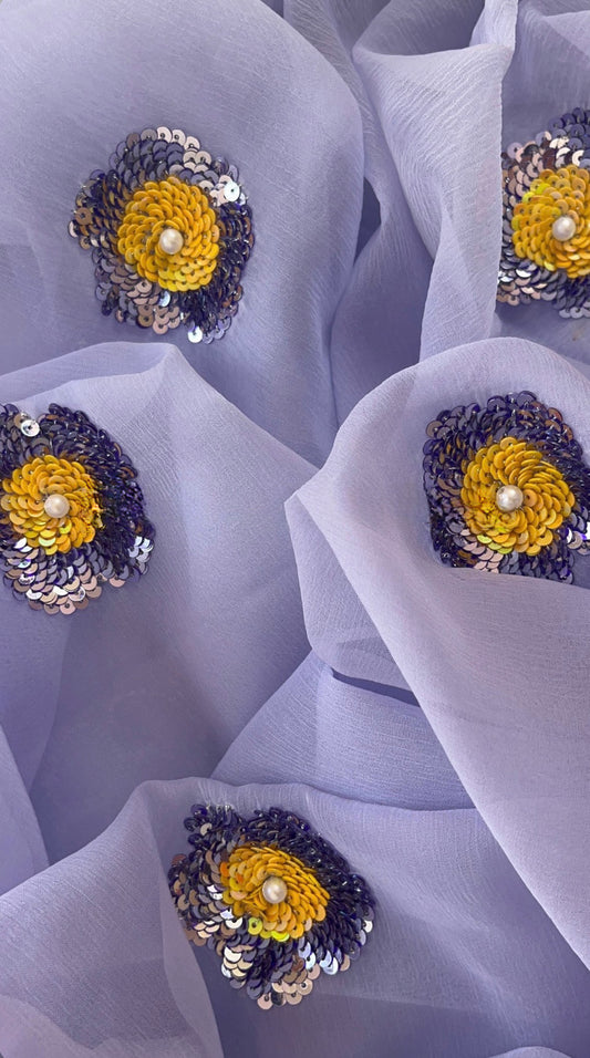 Lavender sequins buta saree