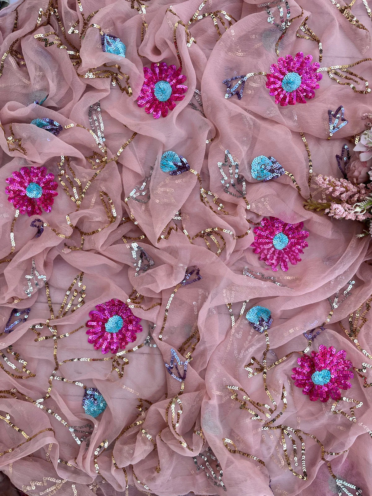 Sequins Jaal saree