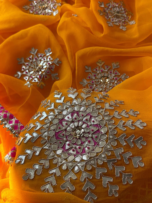 Yellow Gottapatti saree