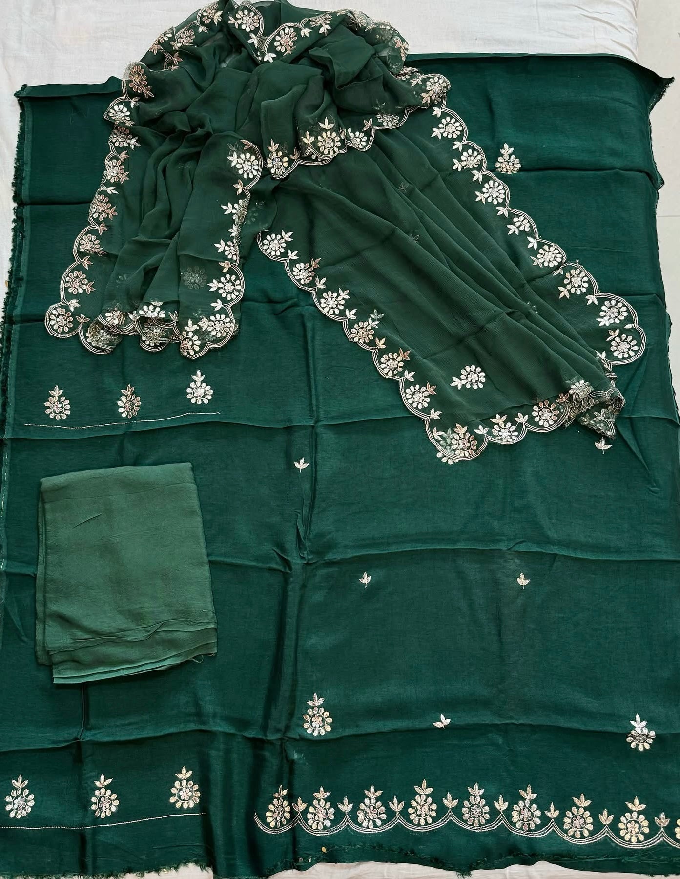 Bottle green Gottapatti suit