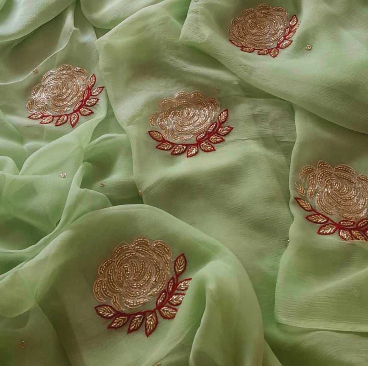 Olive cutdana Buta saree