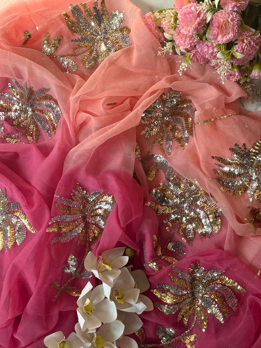 Starlit Blossom chiffon saree