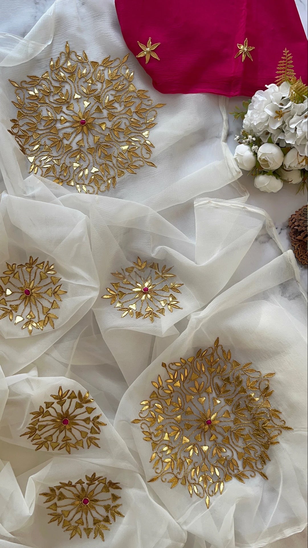 Noor Gottapatti off white saree