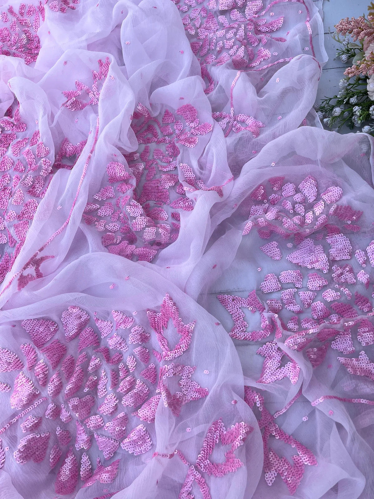 Pink Gulmohar saree
