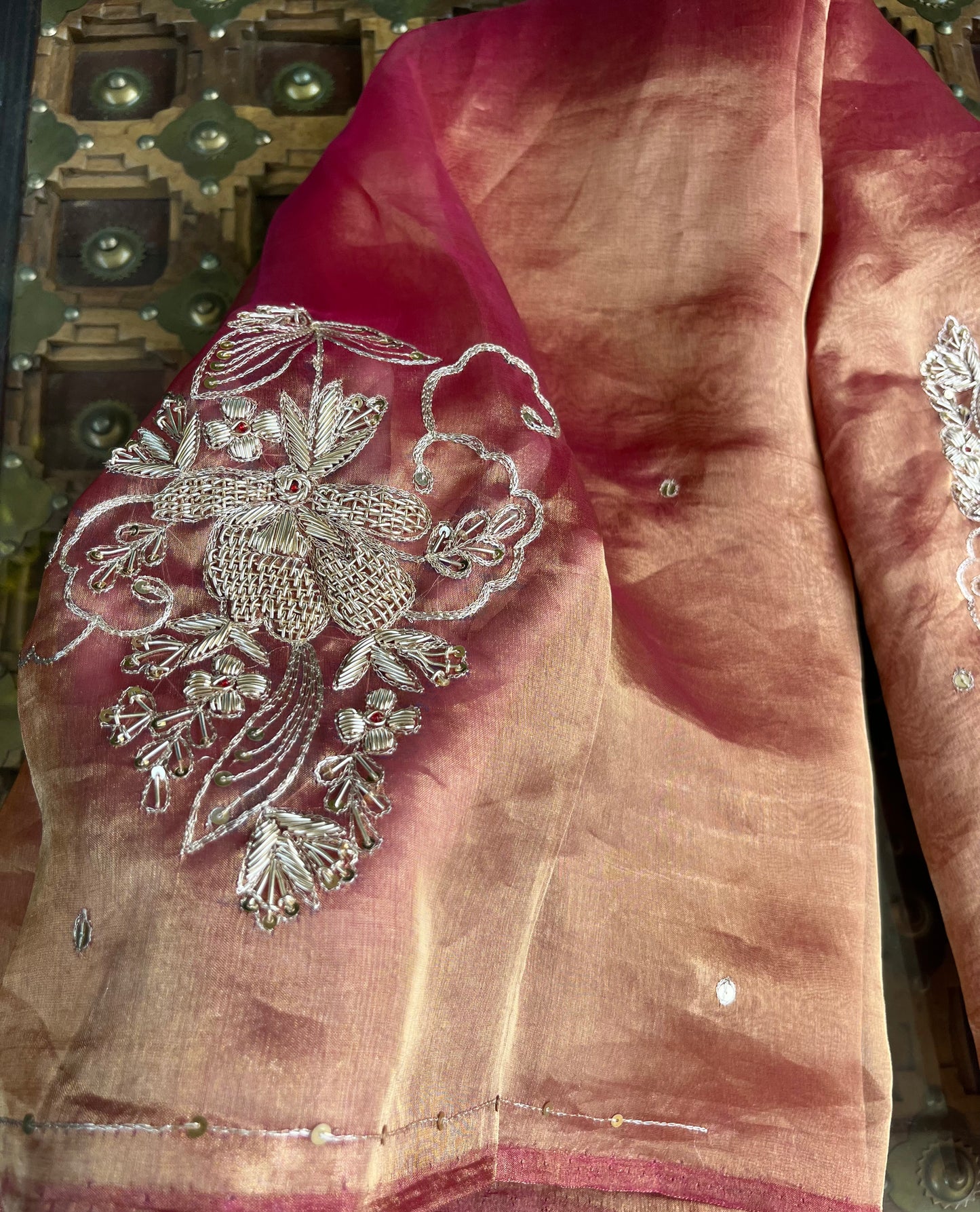 Rani Tissue Zari Zardoji Buta Saree