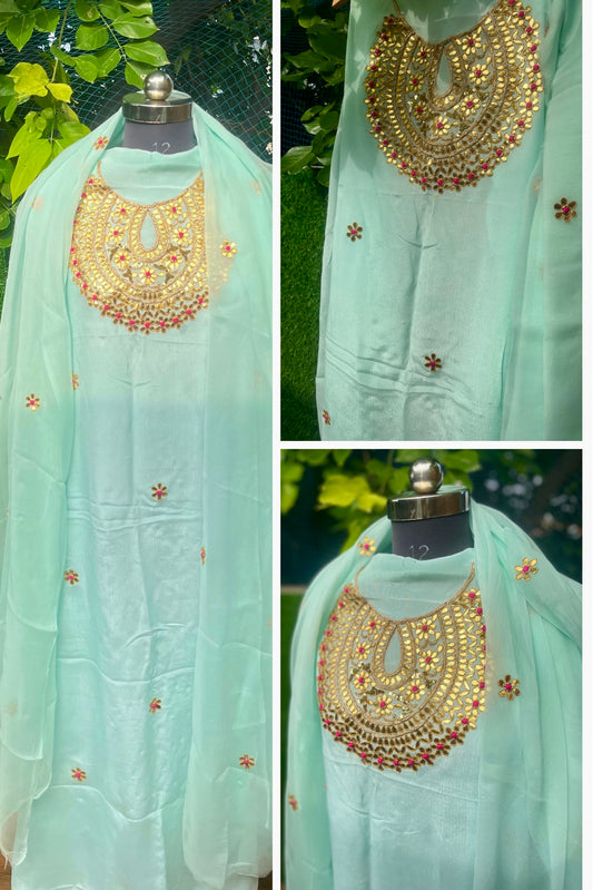 Powder blue Gottapatti suit
