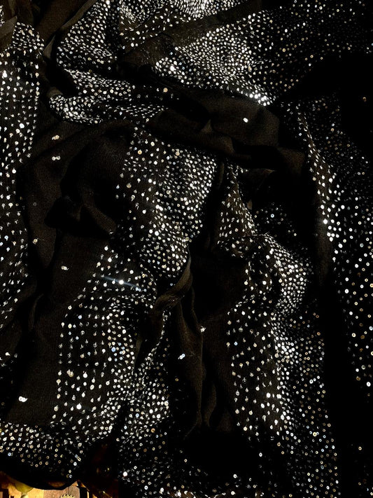 Black Sequins Cocktail Saree