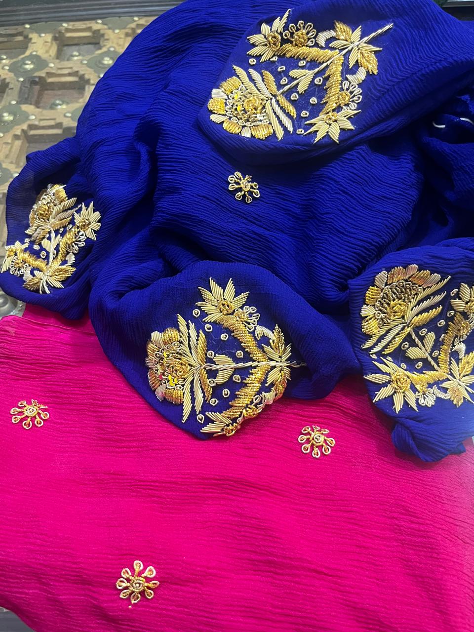 Blue Zardoji Buta Saree