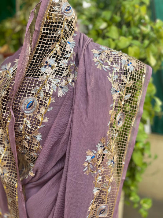 Mauve Cutwork Border Saree