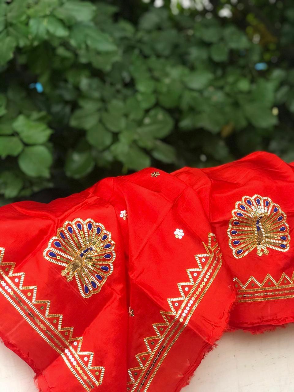 Ombre Orange Shaded Peacock Gotta Border Saree