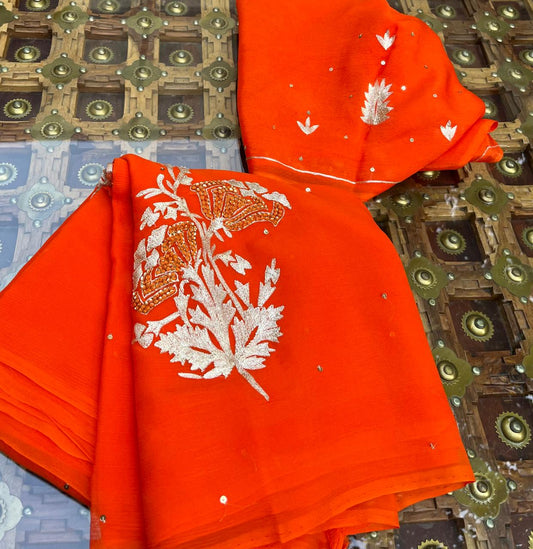 Orange Buta Zari Saree