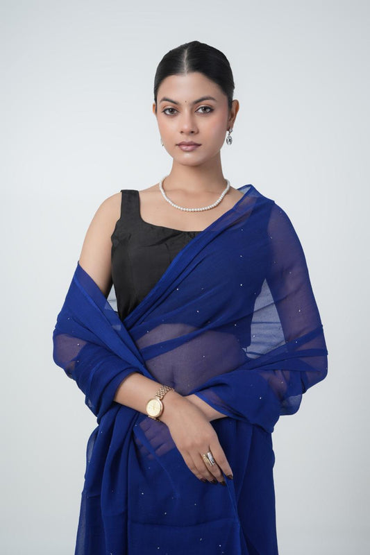 Blue Mukaish Saree