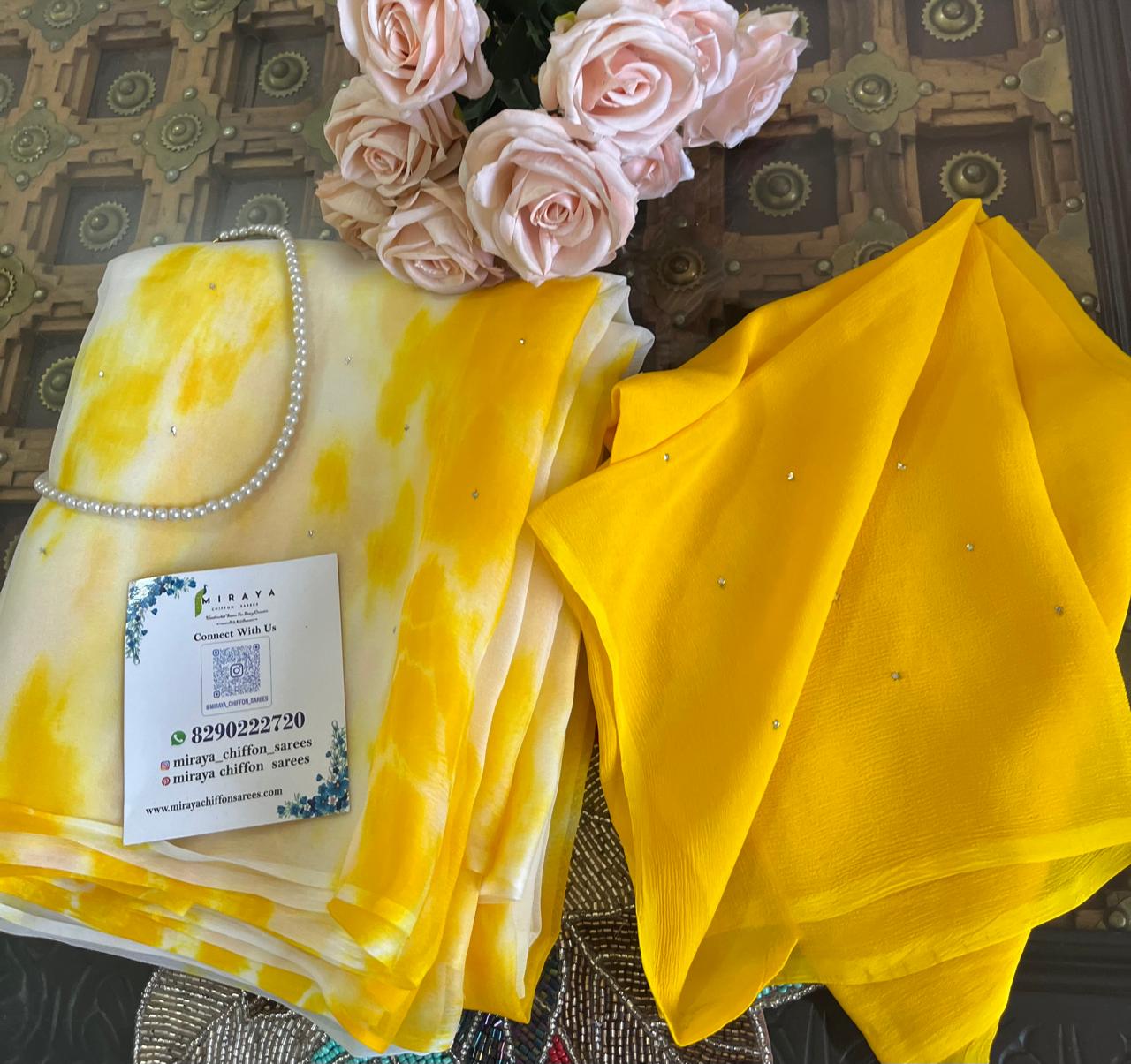Yellow Tie-Dye Shibori Mukaish