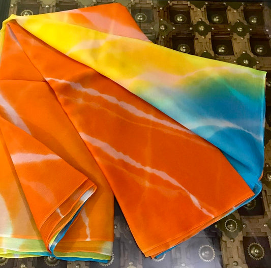 Multicoloured Leheriya saree