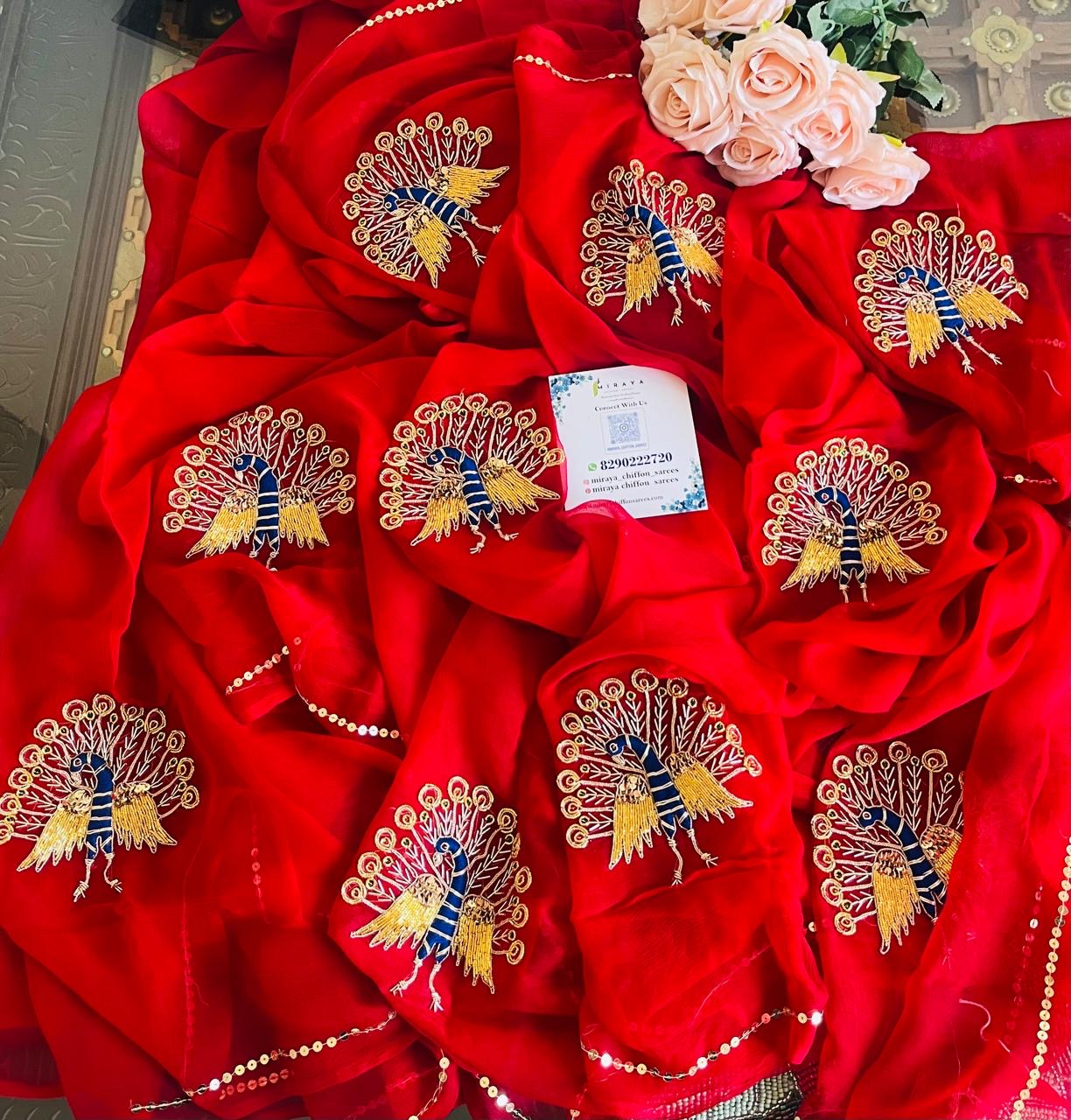 Peacock Zardoji Buta saree