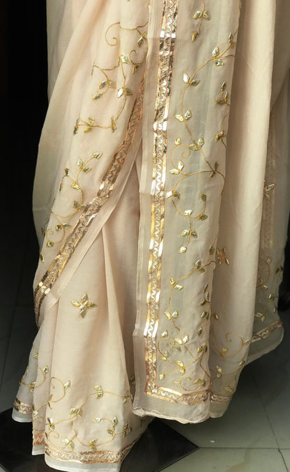Beige gotta Border saree