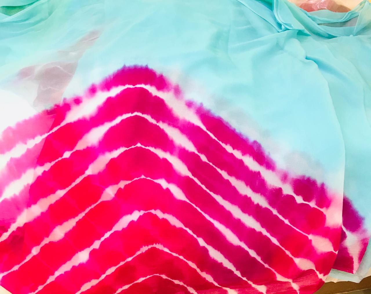 Pink skyblue Leheriya