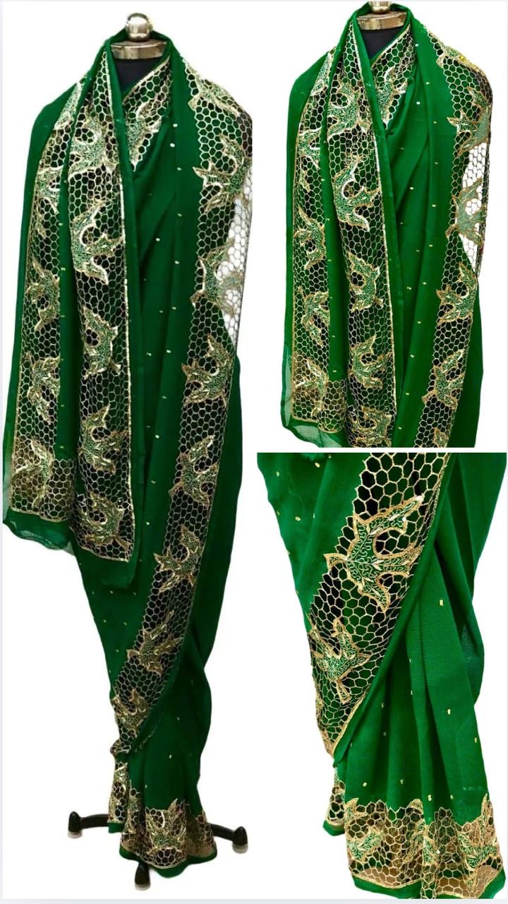 Green Cutwork Border saree