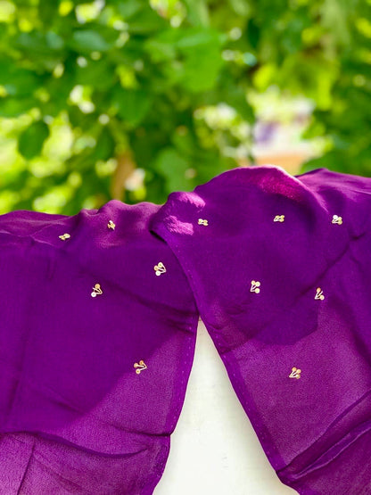 Purple Zardoji Bird Buta saree