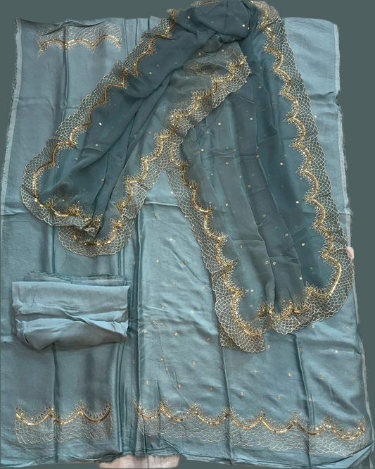 Grey Zari sequins suit