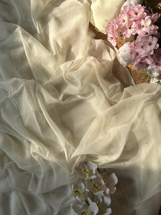 Off white Mukaish saree