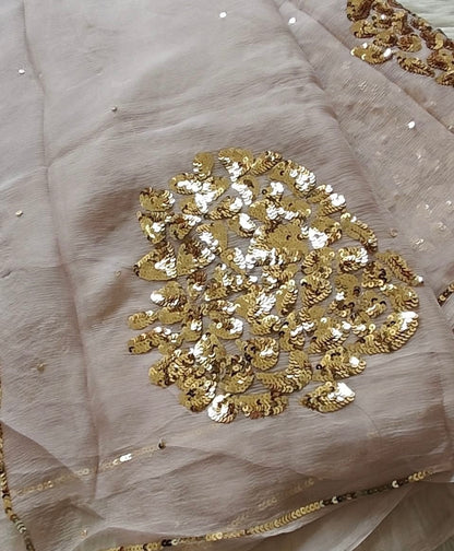 Golden Beige sequins Buta saree