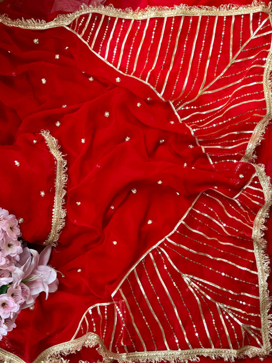 Sindoori Gota Sitara saree