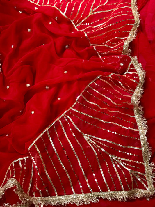 Sindoori Gota Sitara saree