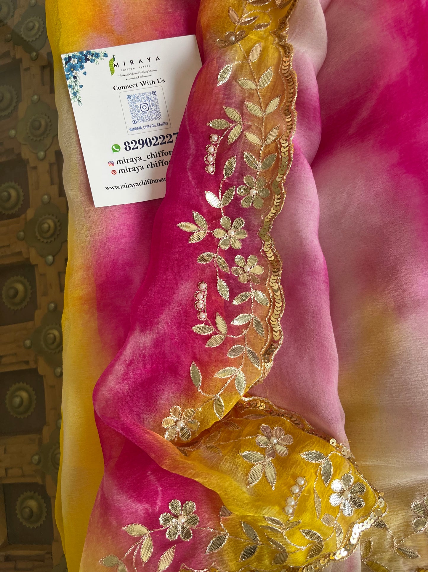 Multicoloured Gottapatti scallop Border saree