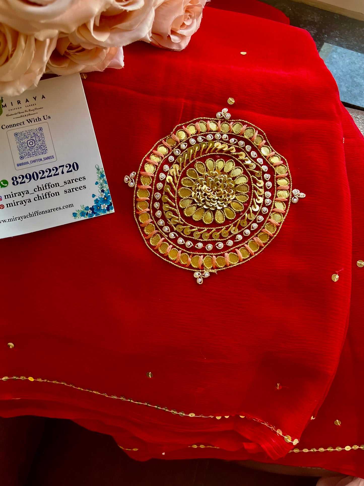 Red Gottapatti Zardoji Buta saree