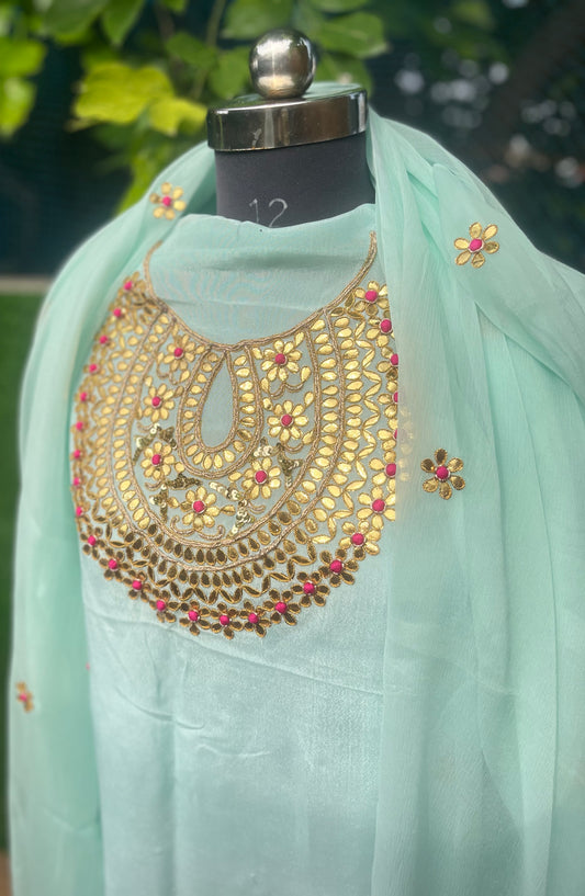 Powder blue Gottapatti suit