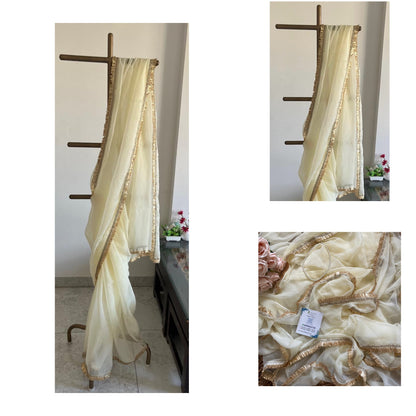 Cream Mukaish saree