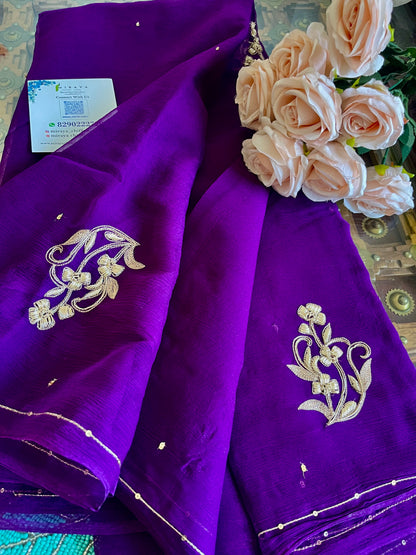 Purple Zardoji Buta saree