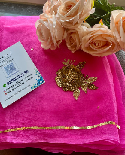 Pink copper sequins Buta saree