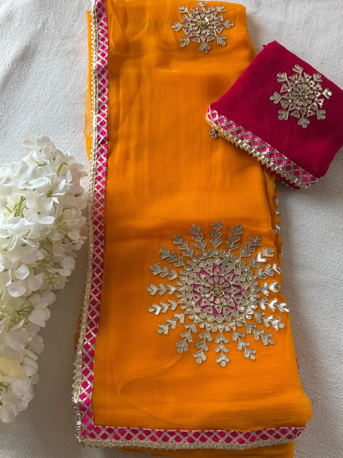 Yellow Gottapatti saree