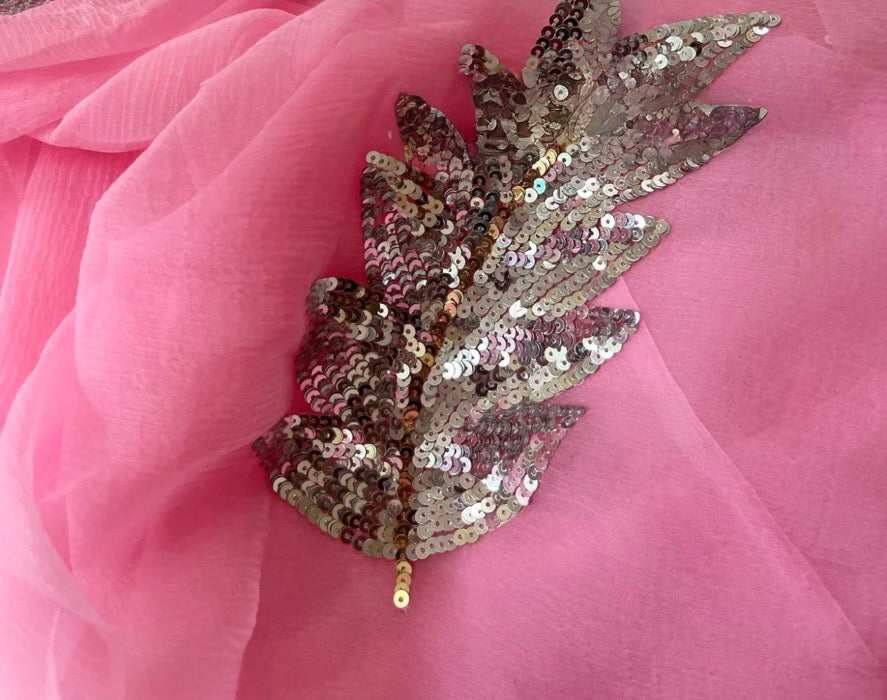 Baby pink silver leaf Buta saree