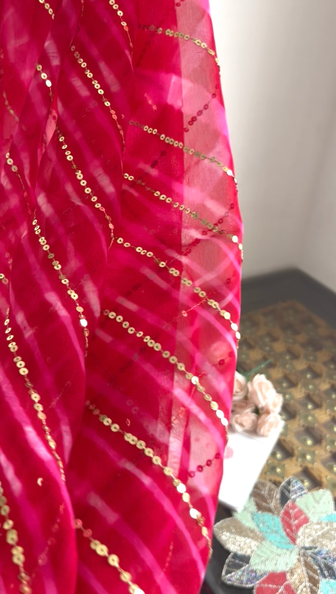 Pink Taari sequins Leheriya