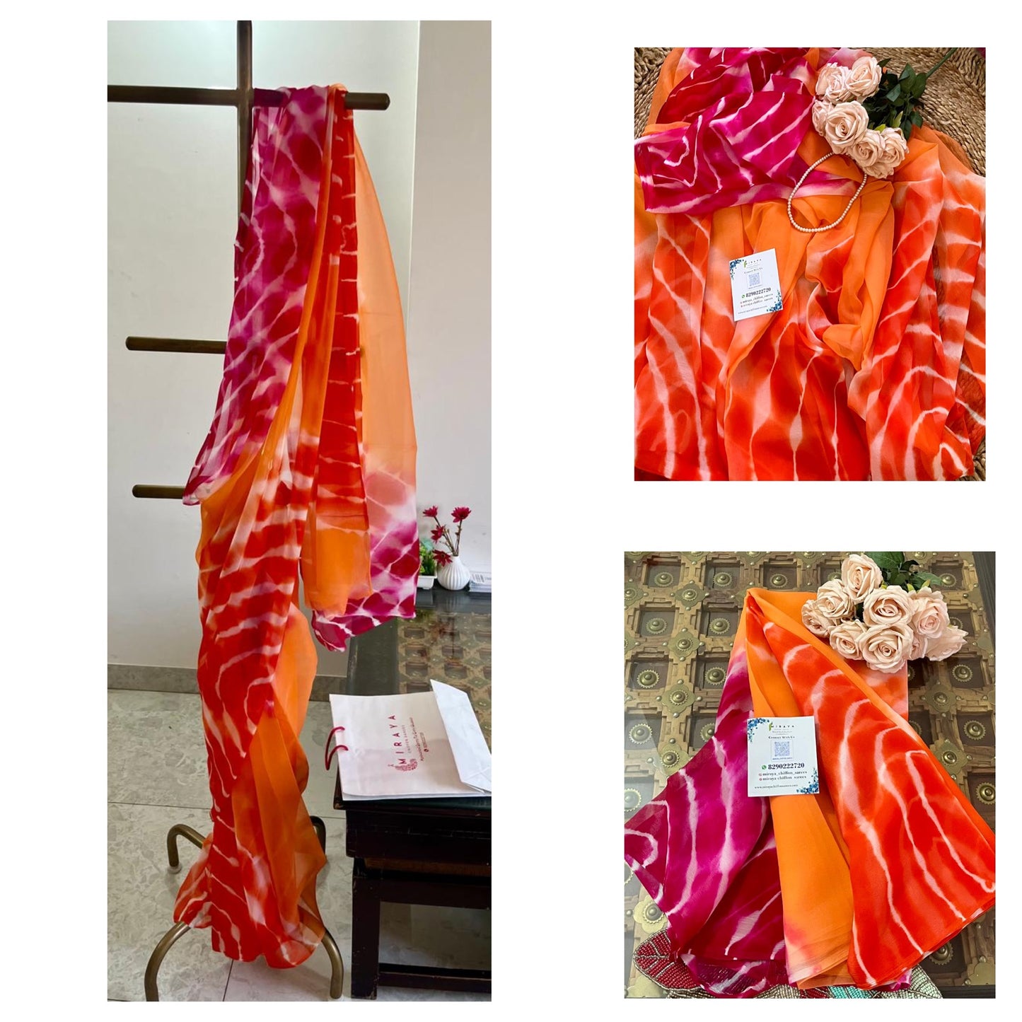 Peach orange pink Leheriya