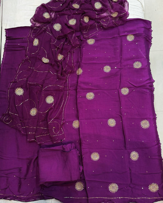 Purple Aari sequins suit