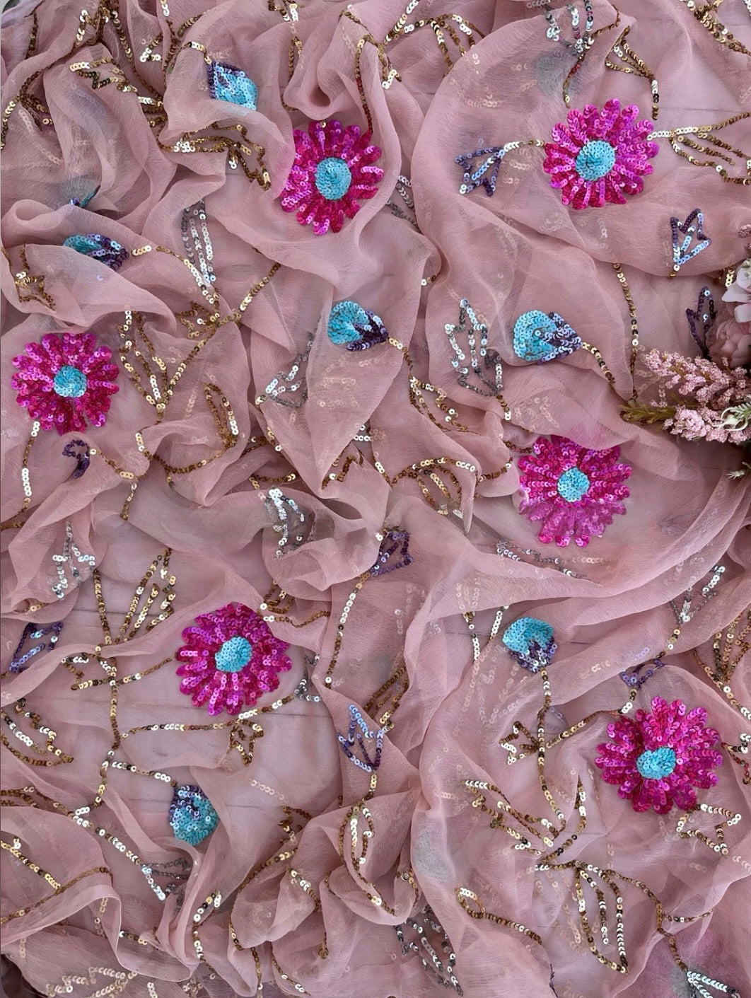 Sequins Jaal saree