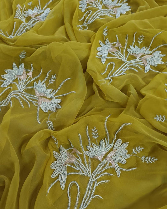 Pearl motif saree