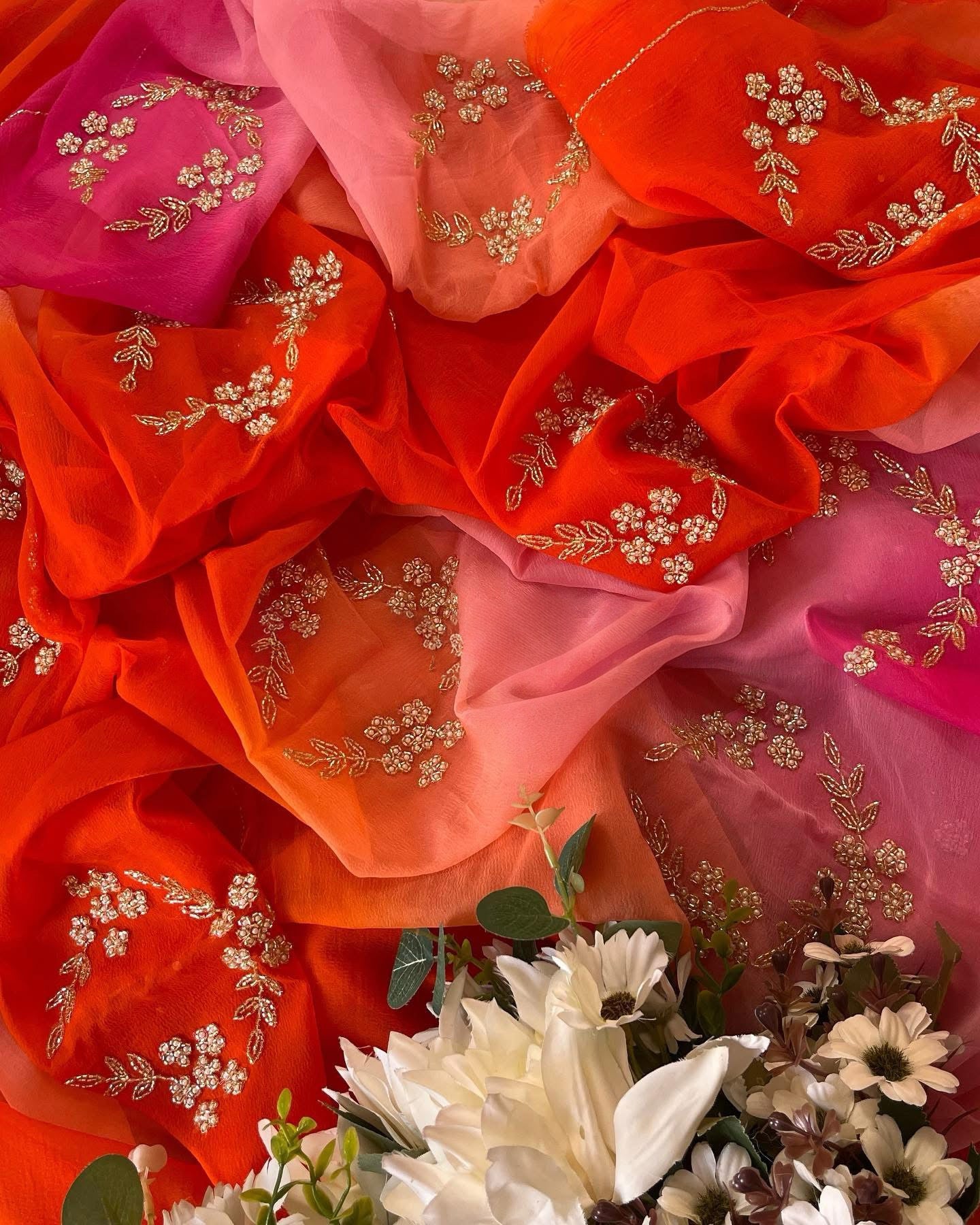 Ombre Multishaded cutdana motif saree