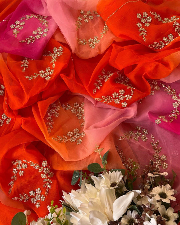 Ombre Multishaded cutdana motif saree