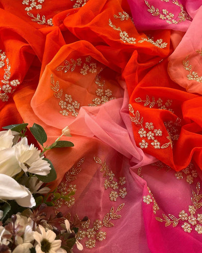 Ombre Multishaded cutdana motif saree