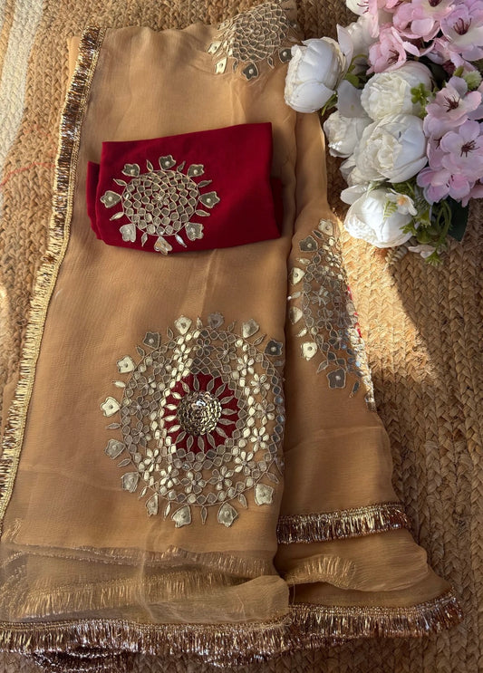 Golden Zubeida Saree