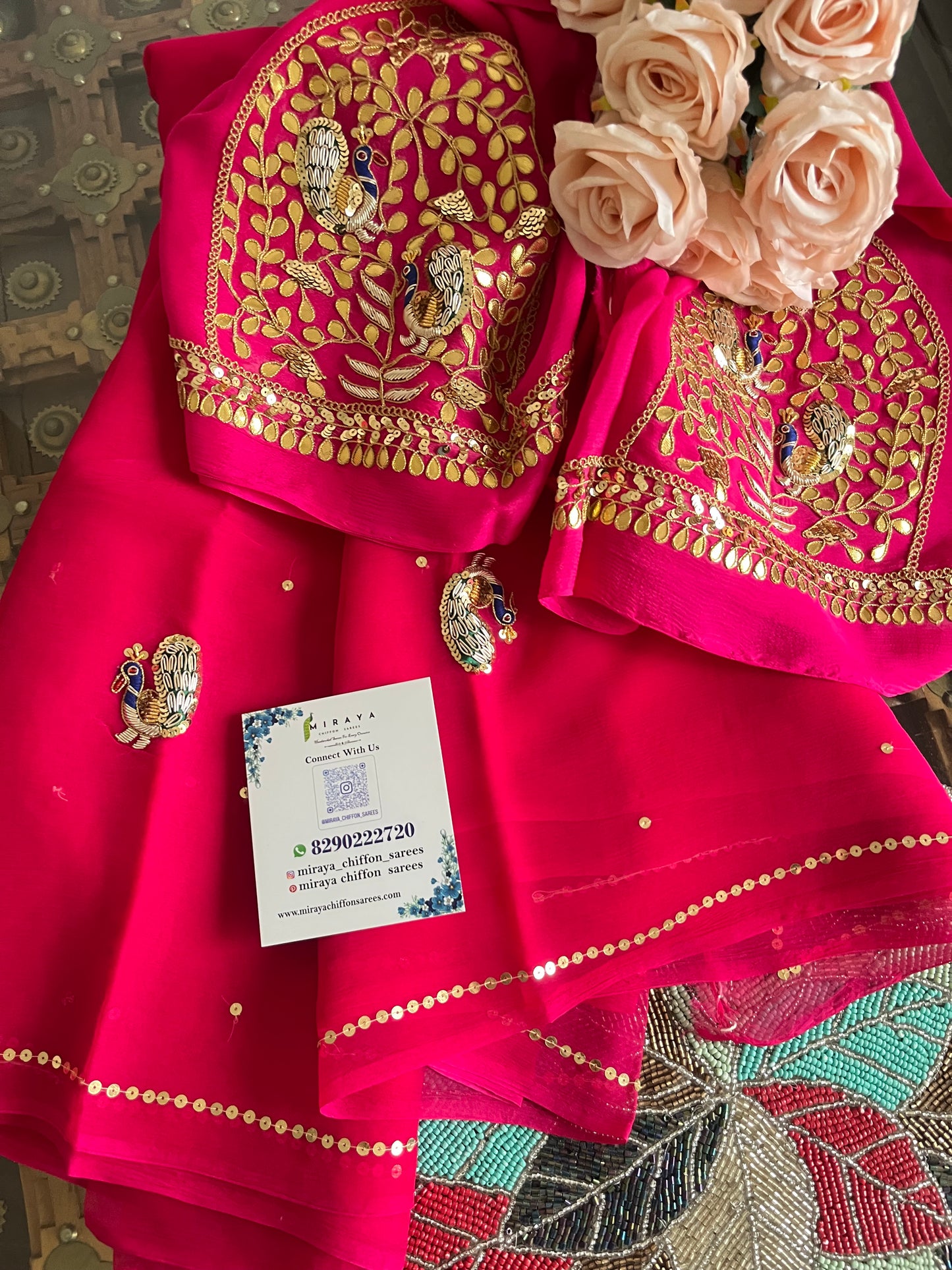 Zardoji peacock Buta saree